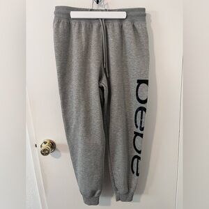 Bebe Sport Logo Jogger Gray Women’s Large Cotton Drawstring Athletic Loungewear